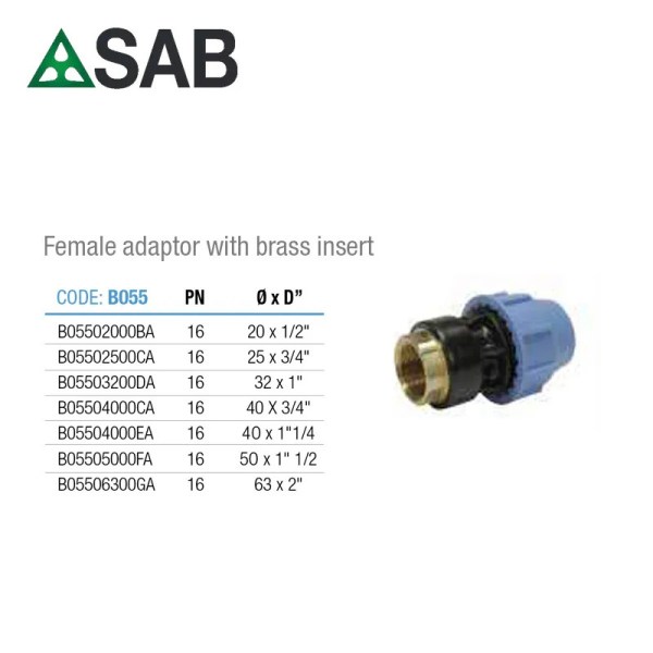 SAB - Female Adaptor with Brass Insert - AJA Marketplace